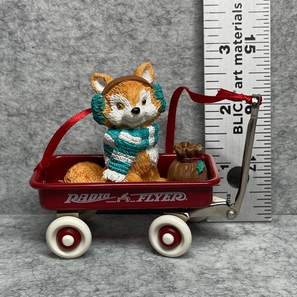 VTG 1999 Radio Flyer Christmas Ornament by Enesco - Fox w scarf in working wagon - Picture 4 of 4